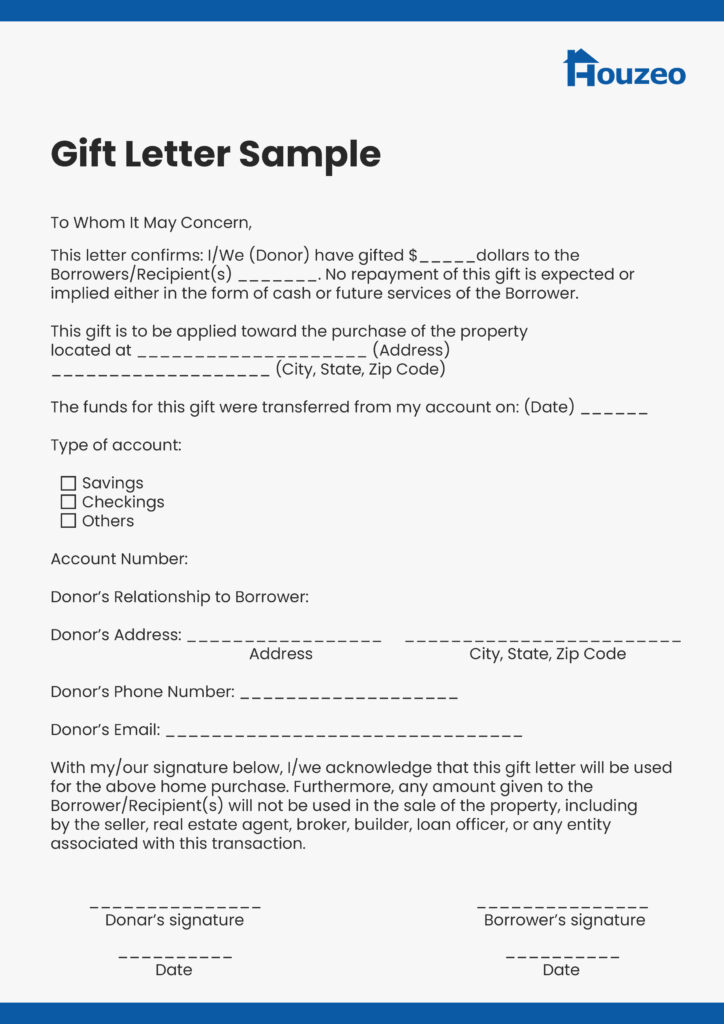 Gift Letter for Mortgage